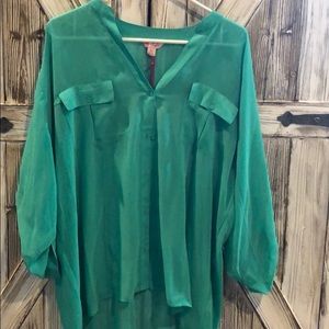 Hi Lo Roll Cuff Dolman Blouse